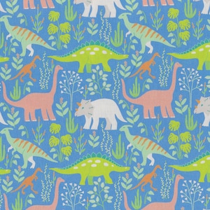 Blue Dinosaur Cotton Fabric - Paintbrush Studios Dinosaur-Land