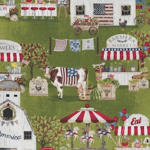 Farmer Market Cotton Fabric - Hometown Americana Home Market Drive Fabric 18692