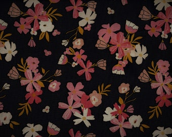 Coral Flowers Cotton Fabric