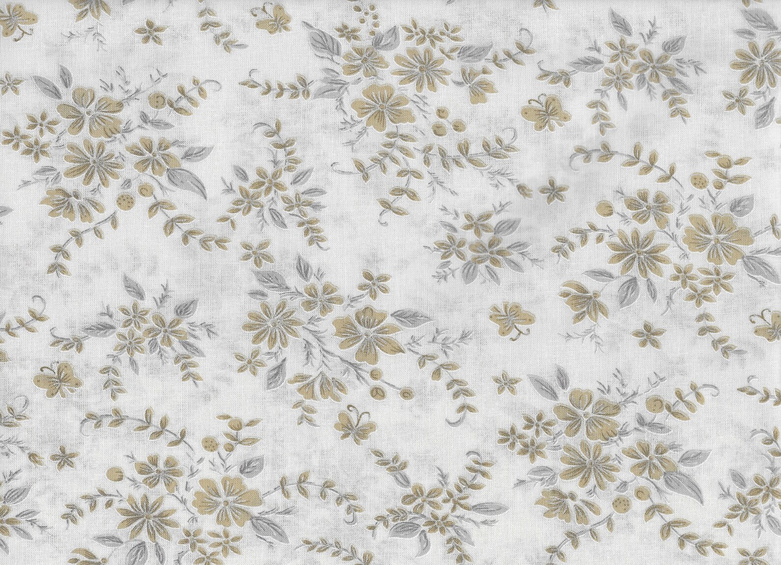 Grey Floral Cotton Fabric Etsy