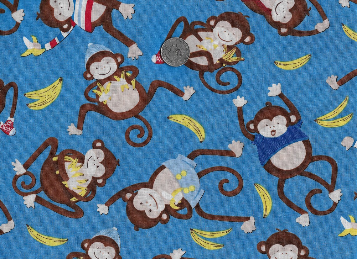 Monkey Cotton Fabric Monkey Business 9317 Henry Glass | Etsy