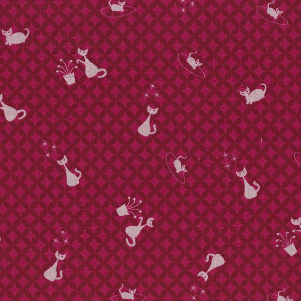 Red Cat Cotton Fabric - Riley Blake Mod Meow C10281