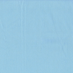 May include: A light blue fabric with a white polka dot pattern.