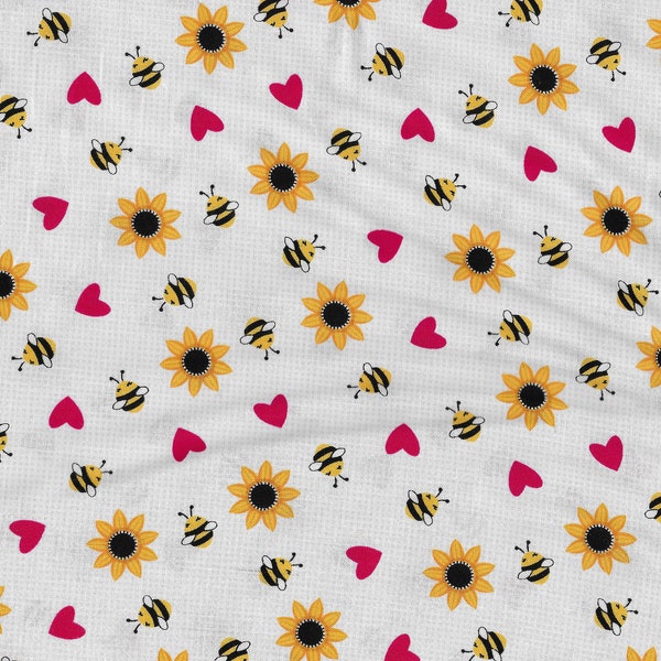 Bee Sunflower Cotton Fabric - Honey Bee Gnomes 5667