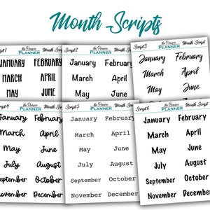 Month Scripts - Planner Stickers