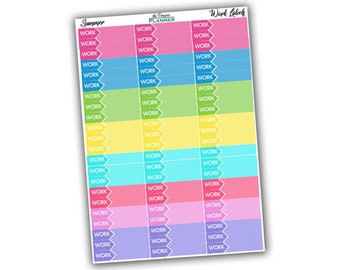 Work Labels - Summer Multi-Colour - Planner Stickers