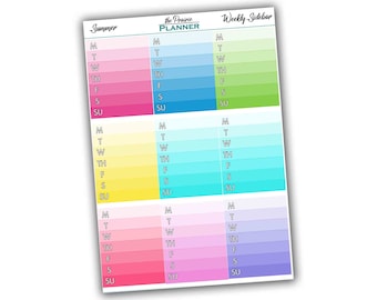 Weekly Sidebar - Summer Multi-Colour - Planner Stickers