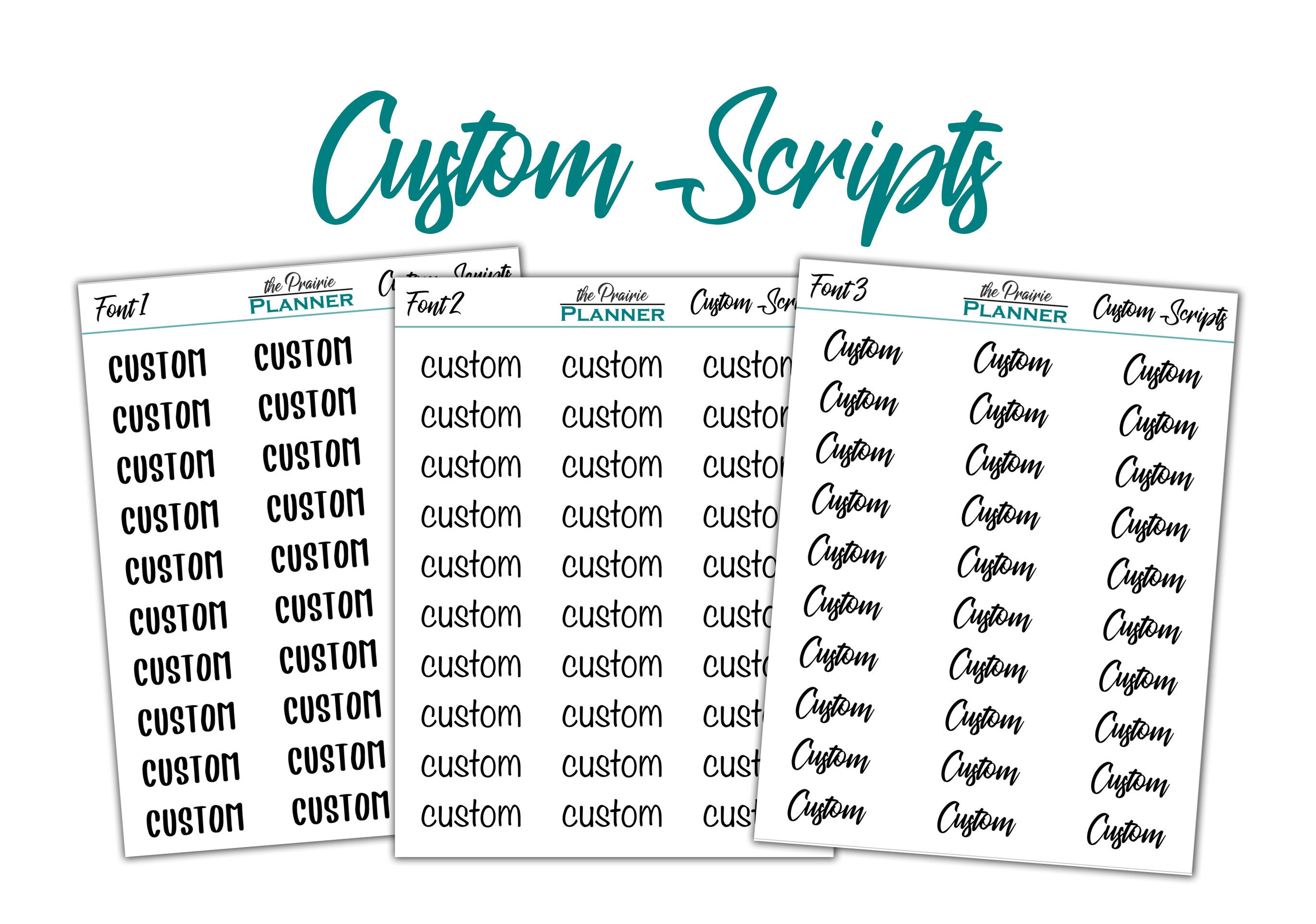 Custom Script Text Planner Stickers Etsy Custom Script Text Planner Stickers Etsy