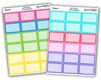 Squared Half Boxes - Summer Multi Colour - Planner Stickers