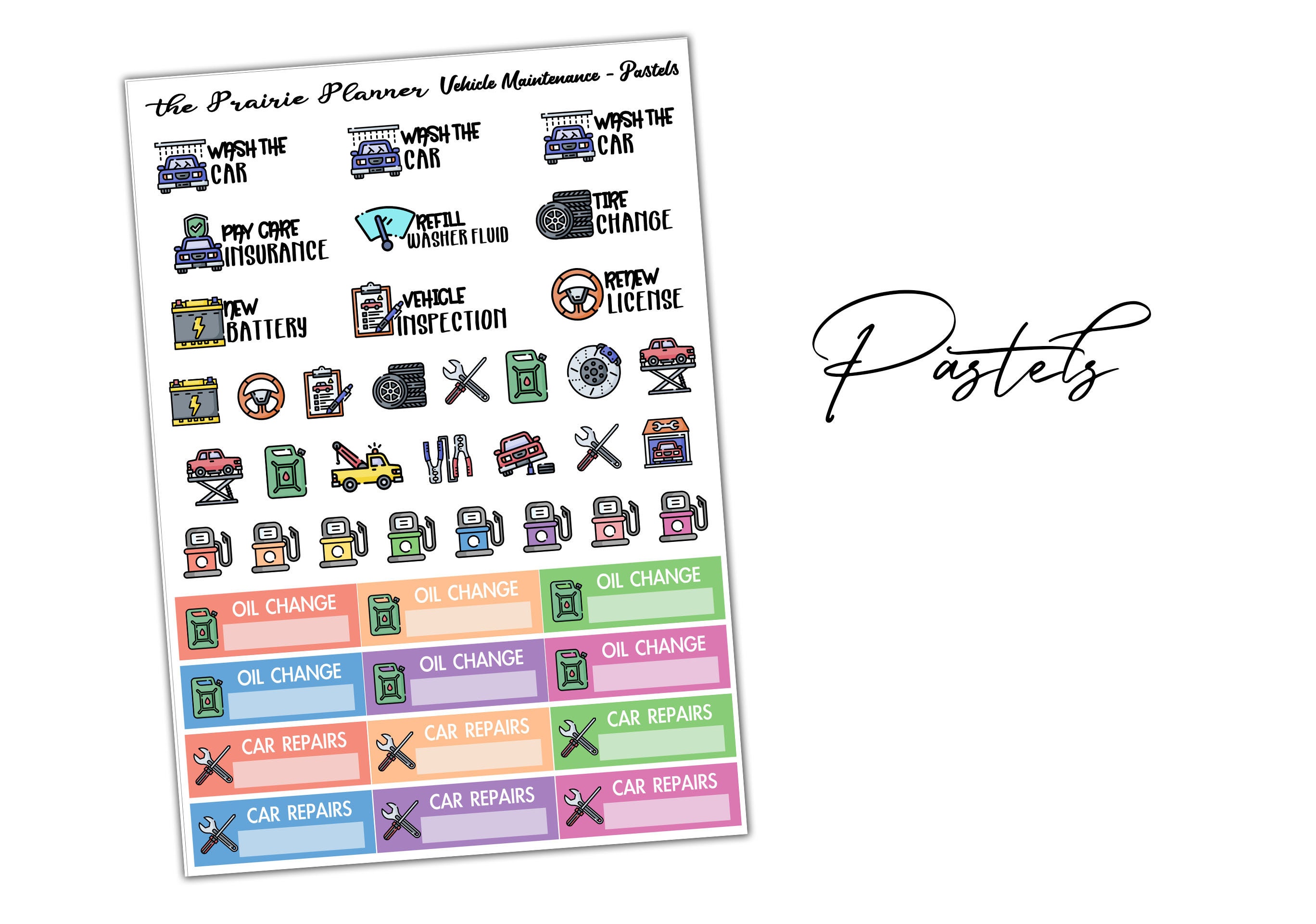 vehicle-maintenance-planner-stickers-etsy