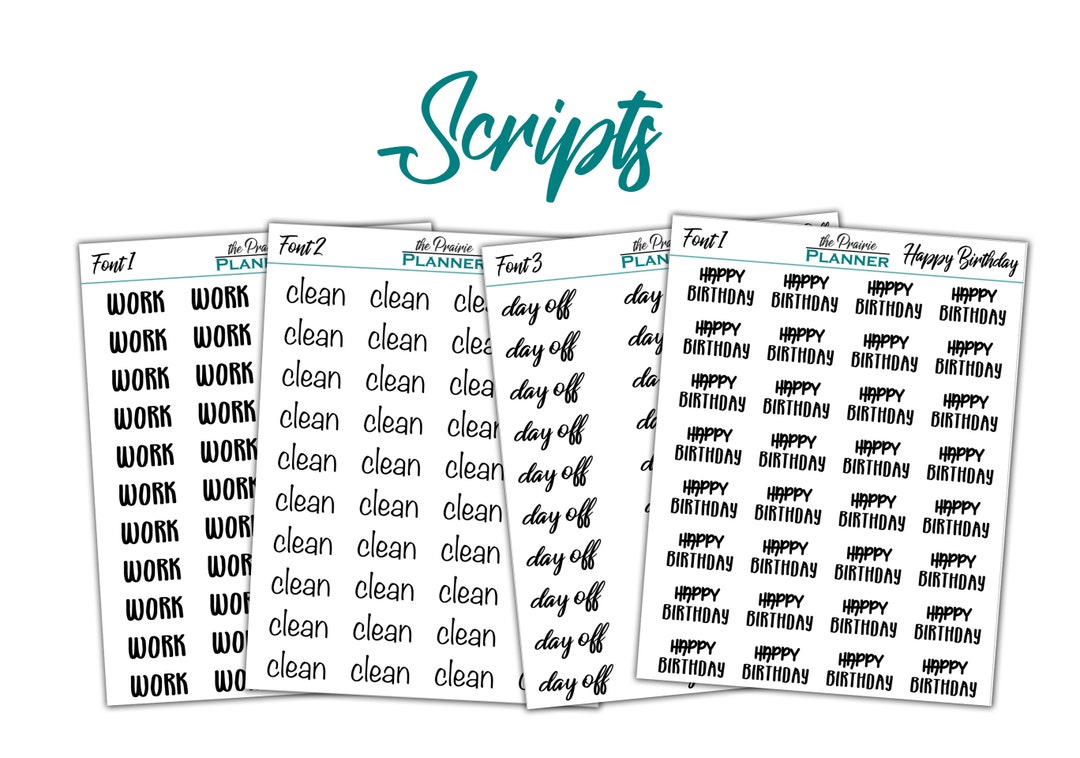 Script Stickers Planner Stickers Etsy Script Stickers Planner Stickers Etsy
