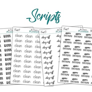 Script stickers - Planner Stickers
