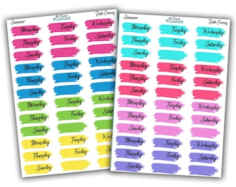 Date Covers 1 - Summer Multi-Colour - Planner Stickers