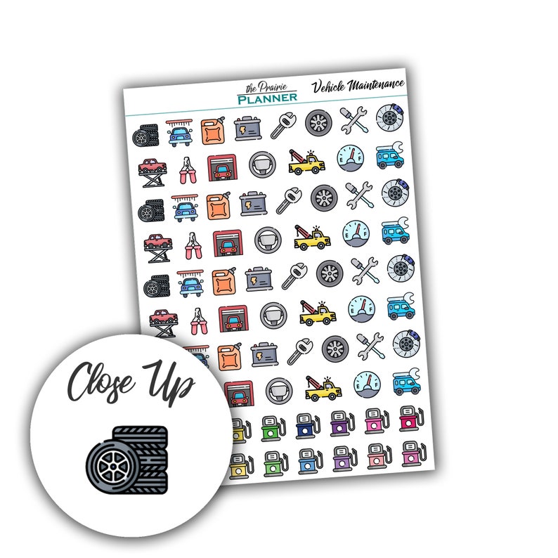 Maintenance Car Sticker Vehicle Maintenance - Planner Stickers - Etsy