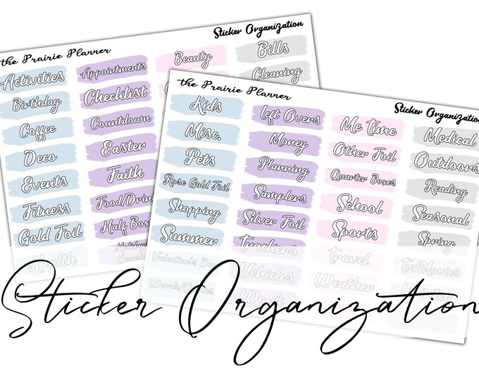 Planner Sticker Category Organization Labels Etsy