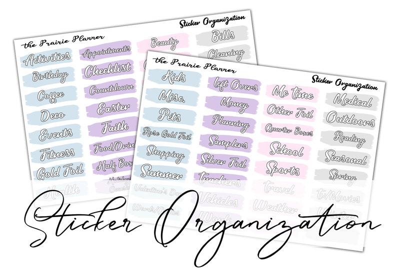 Planner Sticker Category Organization Labels Etsy