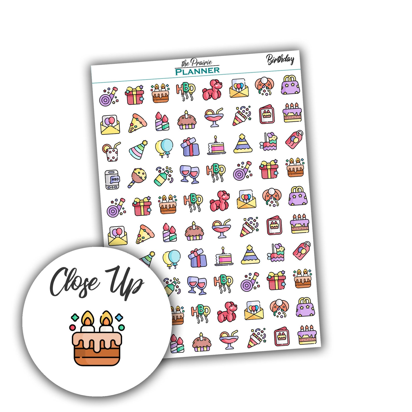 Birthday - Planner Stickers - Etsy
