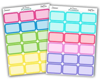 Half Boxes - Summer Multi-Colour - Planner Stickers