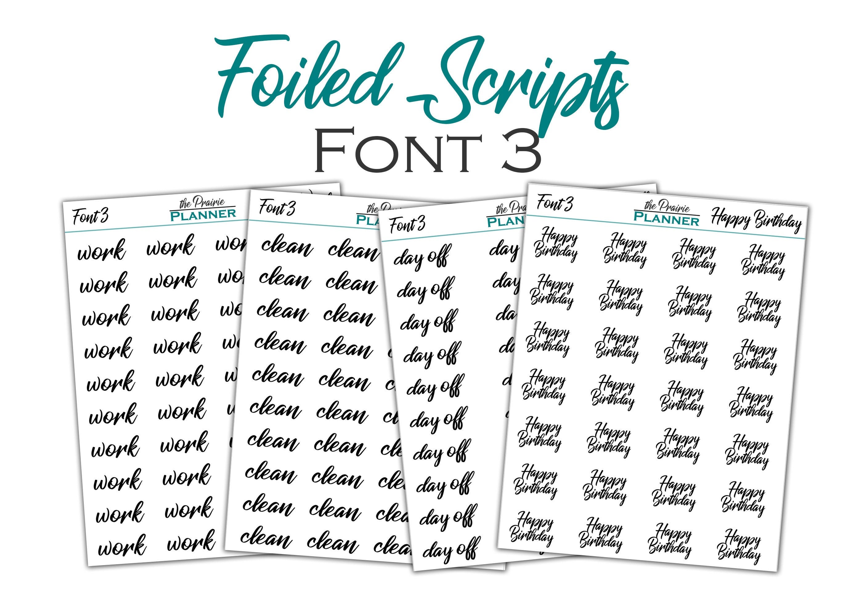 FOIL script stickers - Option 3 - Planner Stickers