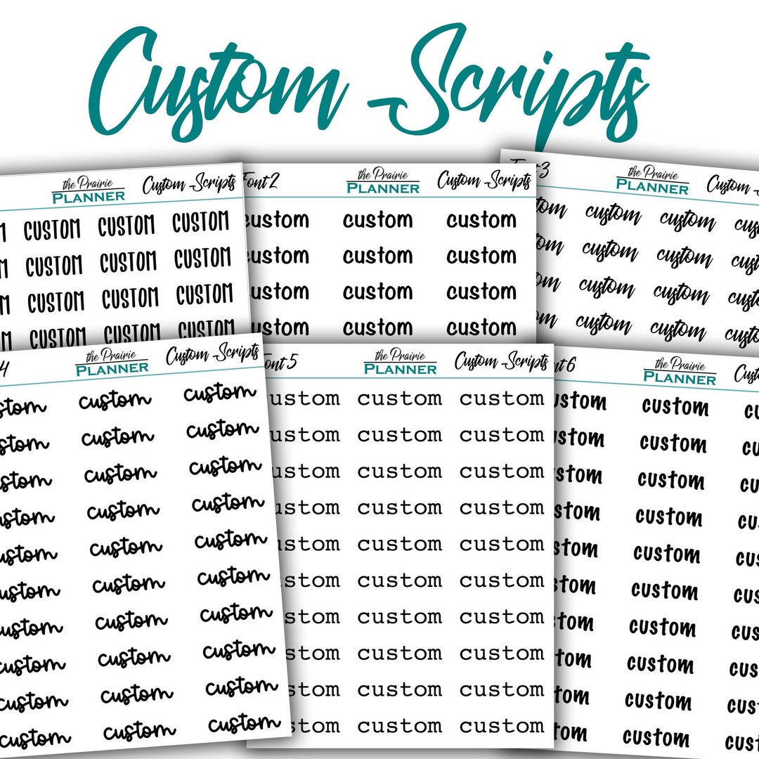 Custom Script Text Planner Stickers Etsy Custom Script Text Planner Stickers Etsy