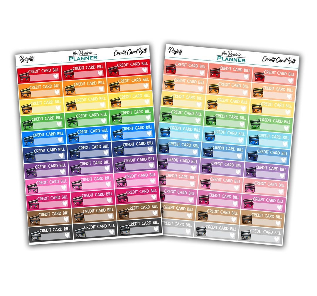 Credit Card Bill - Planner Stickers - Etsy