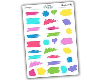 Brush Strokes - Summer Multi-Colour -  Planner Stickers