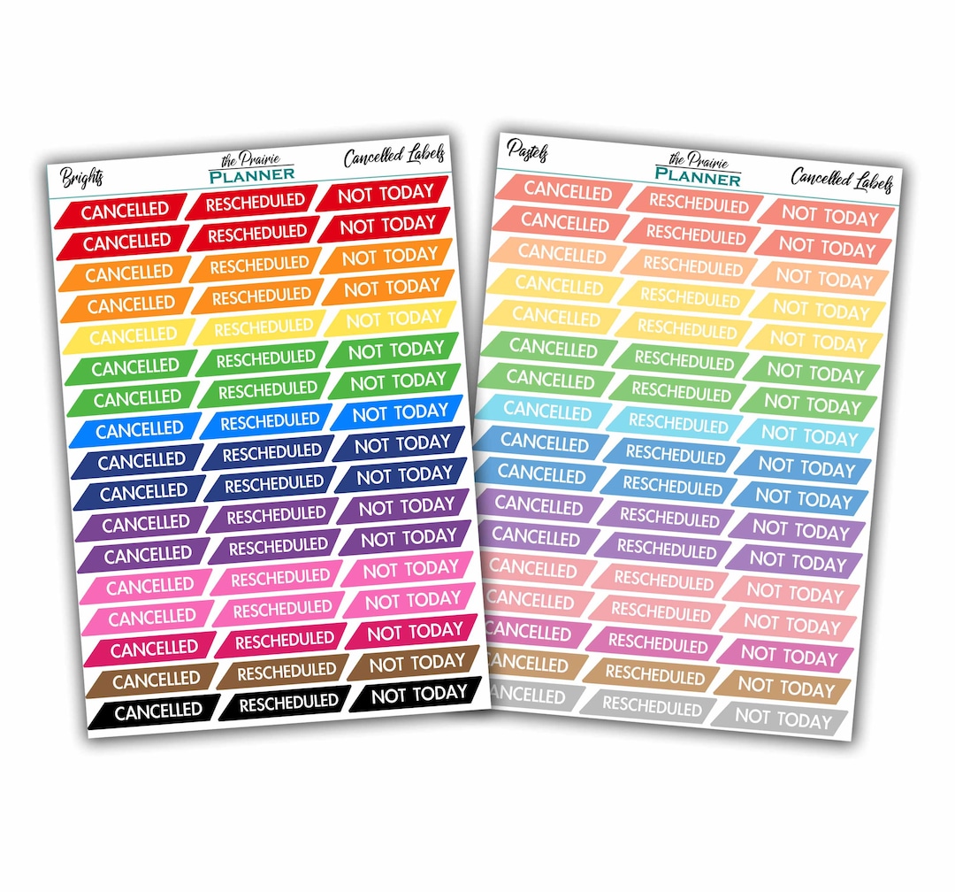 Cancelled Labels - Planner Stickers - Etsy