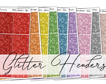 Glitter Headers - DIGITALE TEXTUUR - Planner Stickers