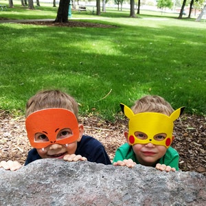 Pokemon Original No-Sew Mask Patterns | Pikachu, Charmander, Squirtle, Bulbasaur, Eevee, Pokemon Party Favor, Gift for Kid, Pokemon Birthday image 3