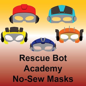 Rescue Bot Academy No-Sew Mask Pattern (Original Pack) | Rescue Bots Party Favor, Gift for Boys, Rescue Bot Birthday, Transformer Birthday