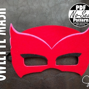 Owlette No-Sew Mask Pattern |  Costume, PJ Masks Party Favor, Gift for Kids, PJ Masks Birthday, Felt Masks, PJ Mask Party Supplies