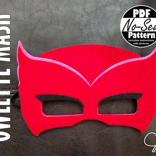Owlette No-Sew Mask Pattern |  Costume, PJ Masks Party Favor, Gift for Kids, PJ Masks Birthday, Felt Masks, PJ Mask Party Supplies