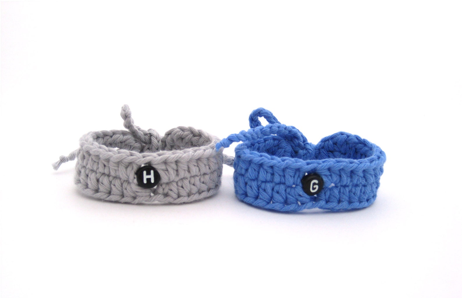 Baby Twin ID Bracelets 2 pcs / Anklets Monogram From Organic Etsy