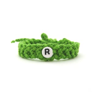 2 bracelets d'identification avec initiale / Monogramme du bracelet de cheville En coton bio / Couleur au choix