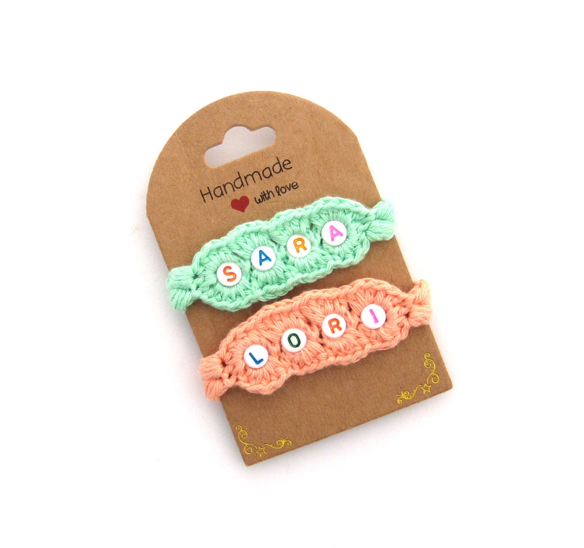Crochet Baby Twin ID Bracelet 2 Pcs / Custom Name Bracelet / Etsy