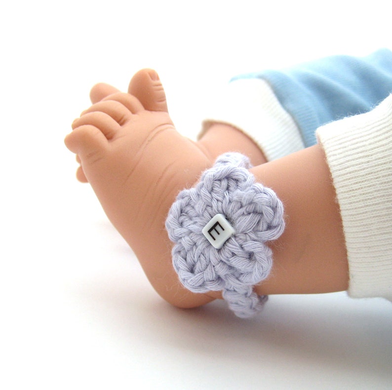 Anklets Monogram From Organic Cotton Newborn ID Bracelet Choose Color