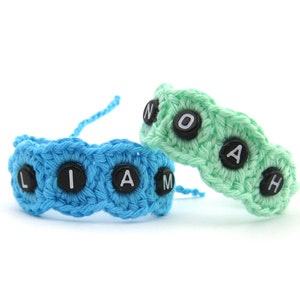 Bracelet d'identification de bébé / Bracelet personnalisé / Bracelets d'identification de triplés de jumeaux au crochet / Cadeau pour nouveau-né