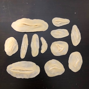 May include: A set of 10 realistic-looking fake wounds, made of a beige-colored material. These wounds are perfect for adding a touch of realism to your Halloween costume or special effects makeup.