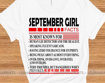 September Girl Facts - SVG - PNG - JPEG - Instant Digital Download