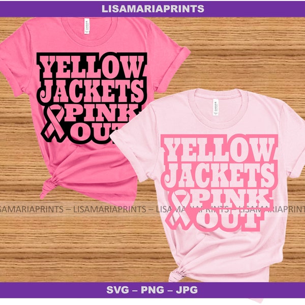 Yellow Jackets Pink Out - Breast Cancer Awareness --  SVG, PNG, JPG Digital Download - No Physical Product Will Be Sent