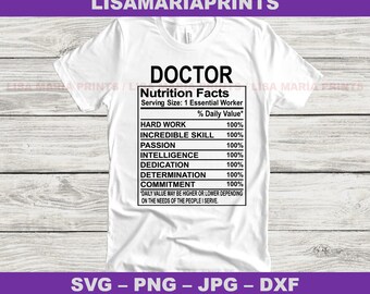 Datos nutricionales del médico SVG JPG PNG Dxf - Descarga digital instantánea - No se enviará ningún producto físico