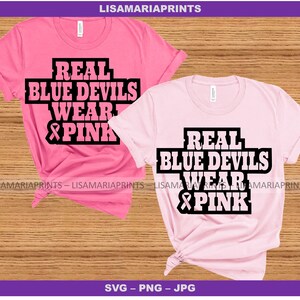 Real Blue Devils Wear Pink - Breast Cancer Awareness -- SVG, PNG, JPG Descarga digital - No se enviará ningún producto físico