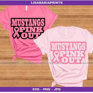 Mustangs Pink Out - Breast Cancer Awareness --  SVG, PNG, JPG Digital Download - No Physical Product Will Be Sent