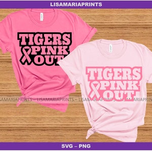 Pink Out Tigers Breast Cancer Awareness SVG PNG Digital Download - No Physical Product Will Be Sent
