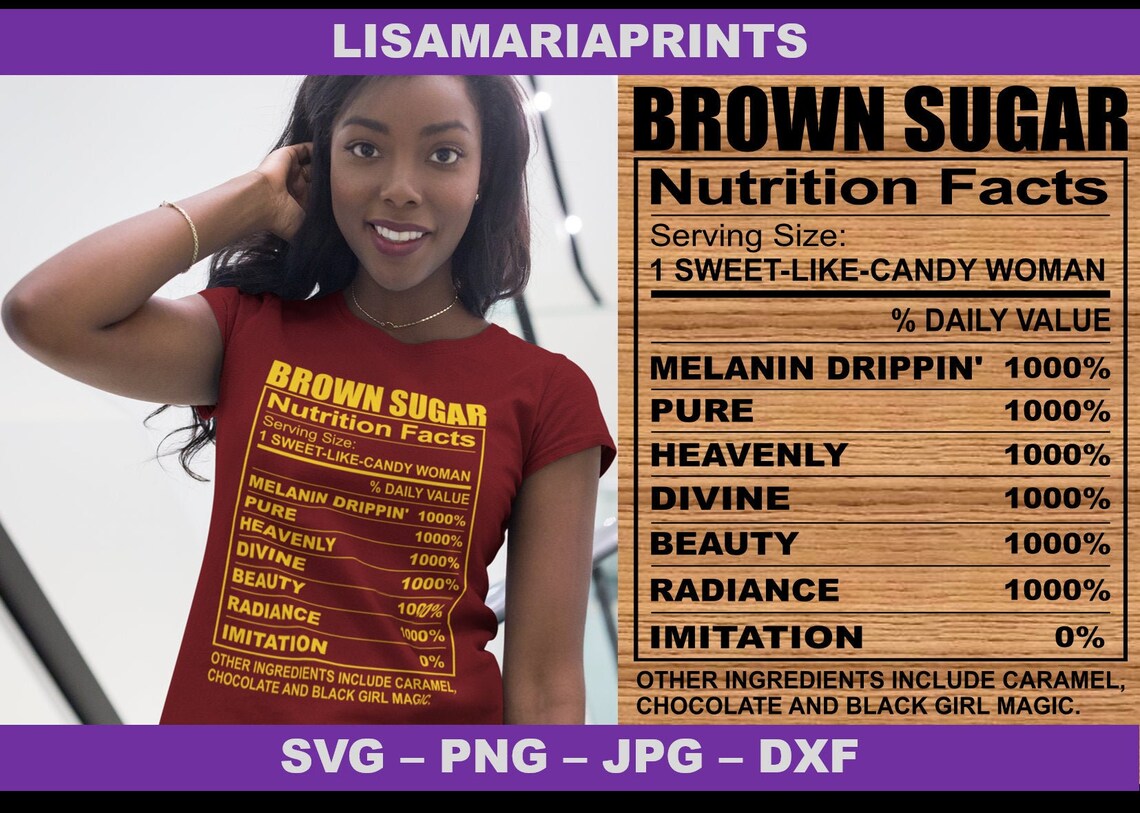 Brown Sugar Nutrition Facts SVG JPG PNG Dxf Instant Etsy