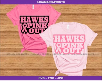Hawks Pink Out - Borstkanker Bewustzijn -- SVG, PNG, JPG Digitale Download - Er wordt geen fysiek product verzonden