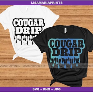 Mascotte Cougar Drip School - SVG - PNG - JPEG - Download digitale istantaneo
