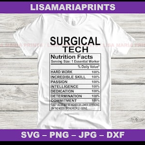 Surgical Tech Nutrition Facts  SVG JPG Png Dxf - Instant Digital Download - No Physical Product Will Be Sent