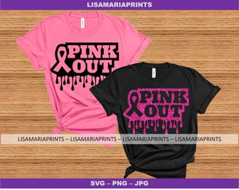 Pink Out Drip Breast Cancer  SVG JPG PNG - Instant Digital Download - No Physical Product Will Be Sent