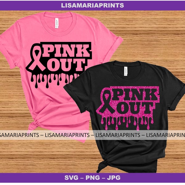 Pink Out Drip Brustkrebs SVG JPG PNG - sofortiger digitaler Download - kein physisches Produkt wird gesendet